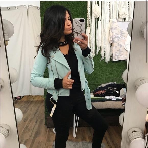 Turquoise 100% Suede leather jacket - Picture 1 of 4